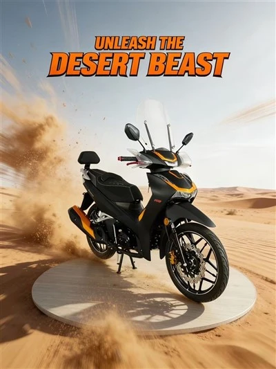 Élégance Avanti Motosiklèt: Mat nwa ak aksan an lò fonse